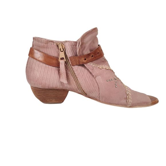 Miz Mooz Caitlin Sandals Size 41 Pink Leather Peep Toe Booties - Picture 10 of 14